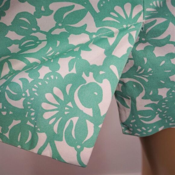 Merona Floral Paisley Dress Empire Waist Side Zip Pullover Sz 2 Aqua Green White - Picture 7 of 9